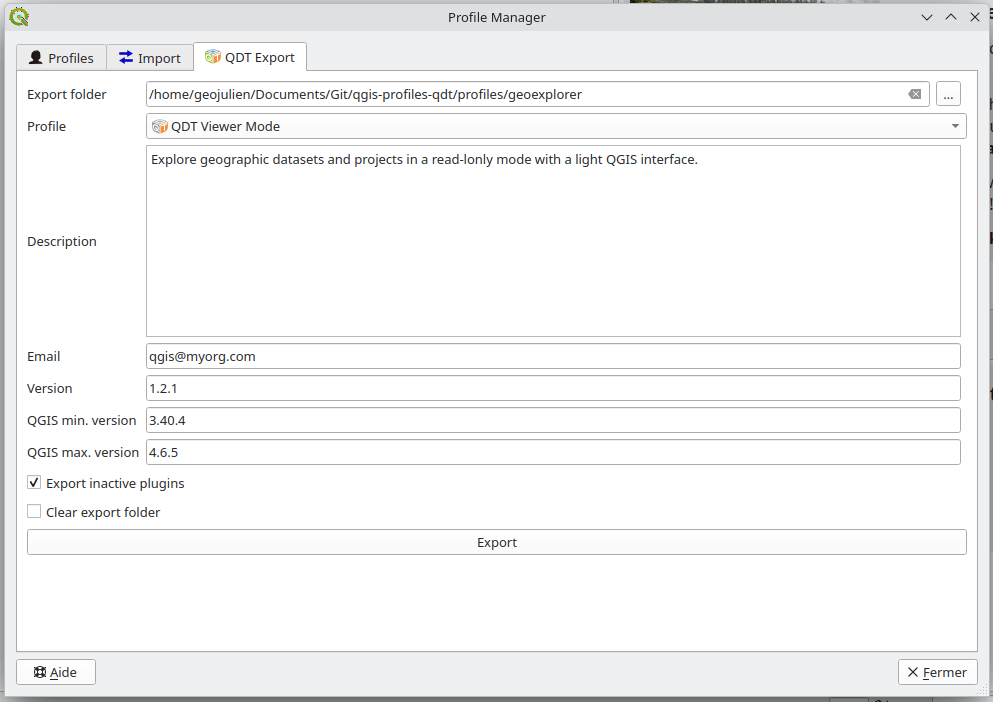 Profile Manager - Export for QDT