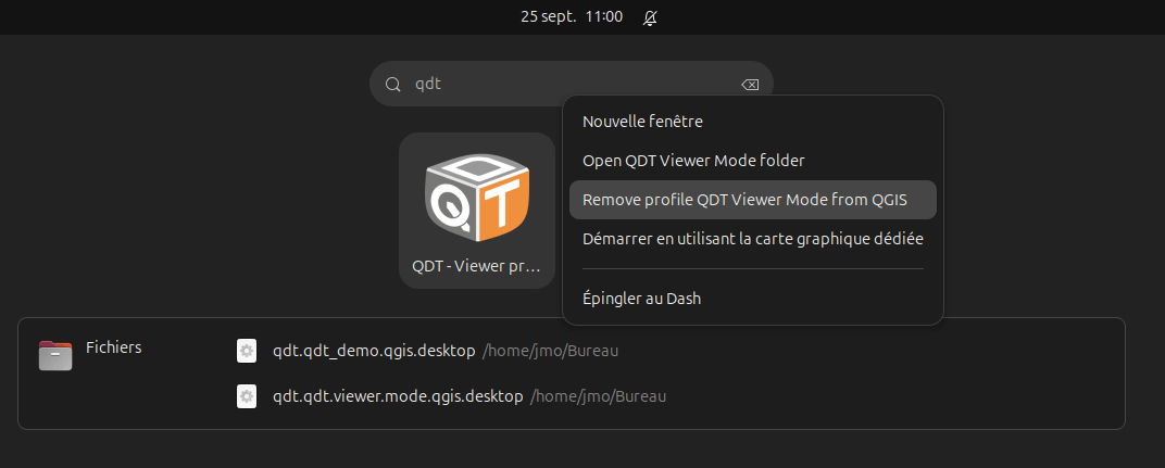 Shortcut created by QDT - Context menu on Linux