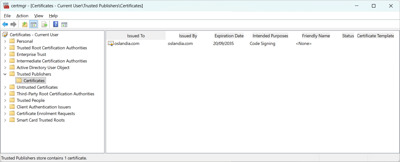 Windows - Certificate manager